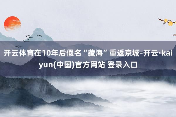 开云体育在10年后假名“藏海”重返京城-开云·kaiyun(中国)官方网站 登录入口