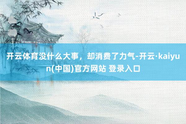 开云体育没什么大事，却消费了力气-开云·kaiyun(中国)官方网站 登录入口
