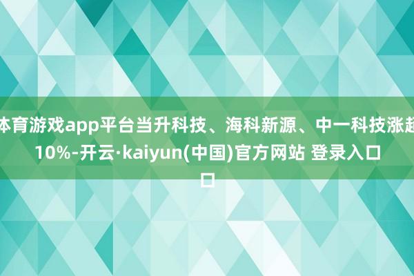 体育游戏app平台当升科技、海科新源、中一科技涨超10%-开云·kaiyun(中国)官方网站 登录入口