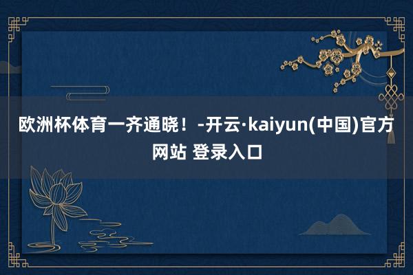 欧洲杯体育一齐通晓!-开云·kaiyun(中国)官方网站 登录入口